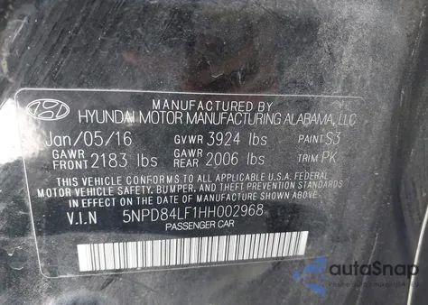 2017 Hyundai Elantra Se из США, поврежденный, VIN 5NPD84LF1HH002968